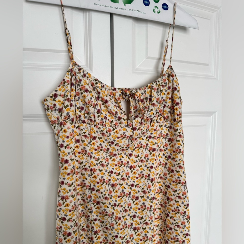 Floral midi dress with the front slit